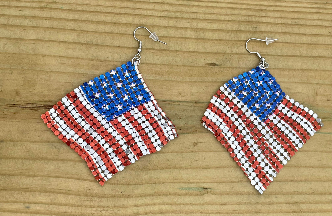 American Flag Flowy Earring