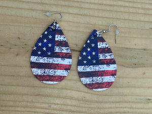 American Flag Faux Leather Earring