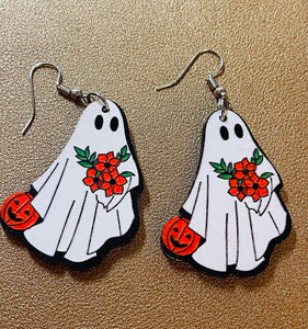 White Ghost Pumpkin Earrings