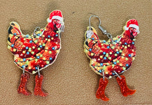 Load image into Gallery viewer, Chicken Christmas Earrings