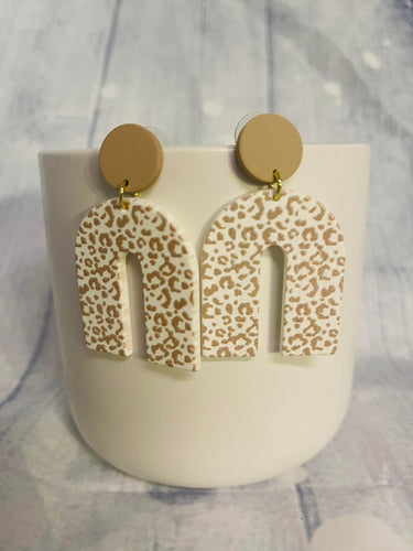 Tan and White Leopard Earring