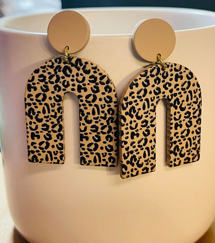 Tan and Black Leopard Earring