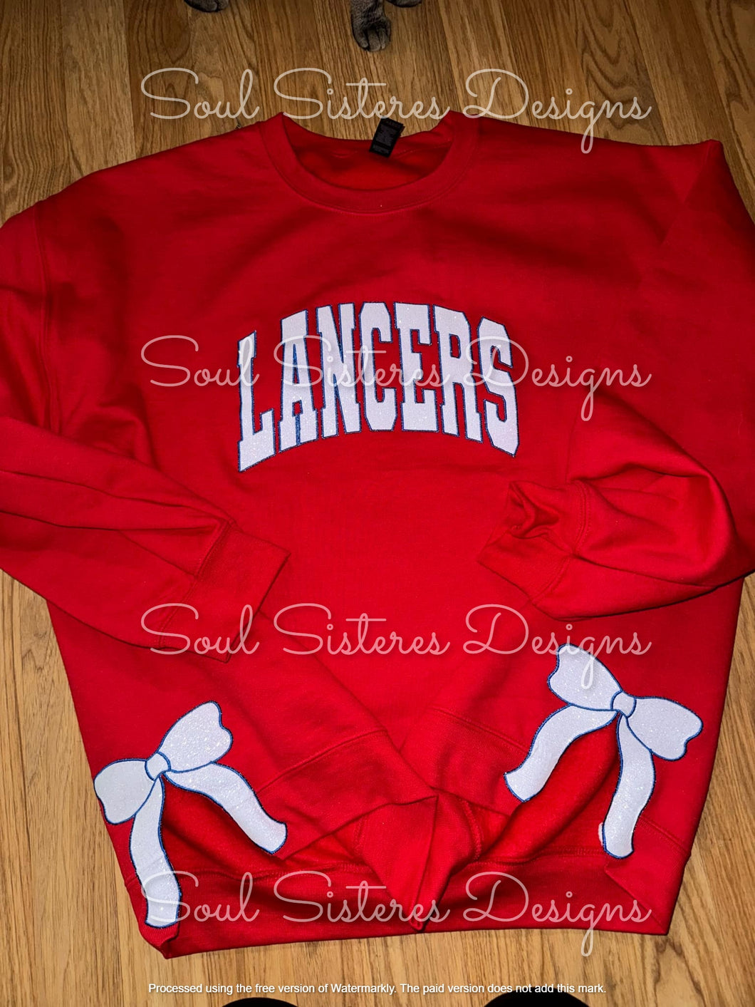 Custom Glitter Embroidered Sweatshirt With Side Bows