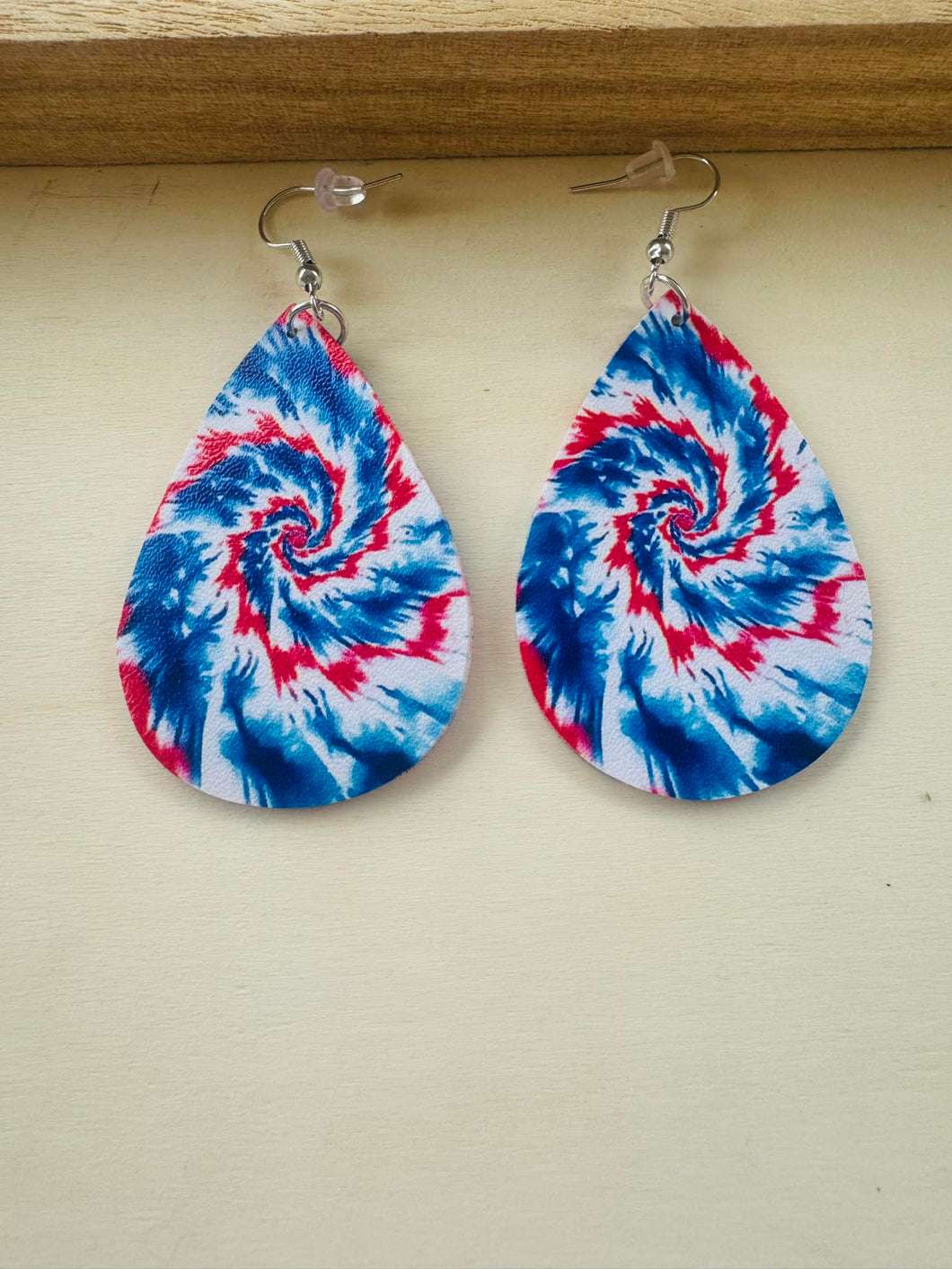 Red White and Blue Tie Dye Earring