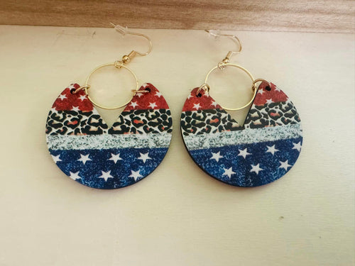 USA red white and blue earring