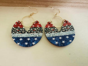 USA red white and blue earring