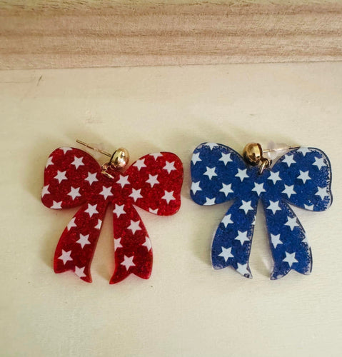 Red white and blue Bow Earring