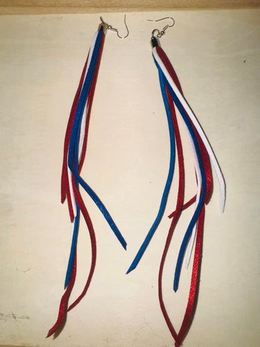 Red White and blue long dangles