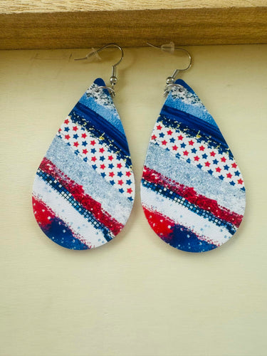 Red white and blue stripe earrings