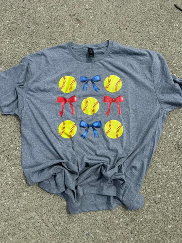 Red and Blue Bow Softball