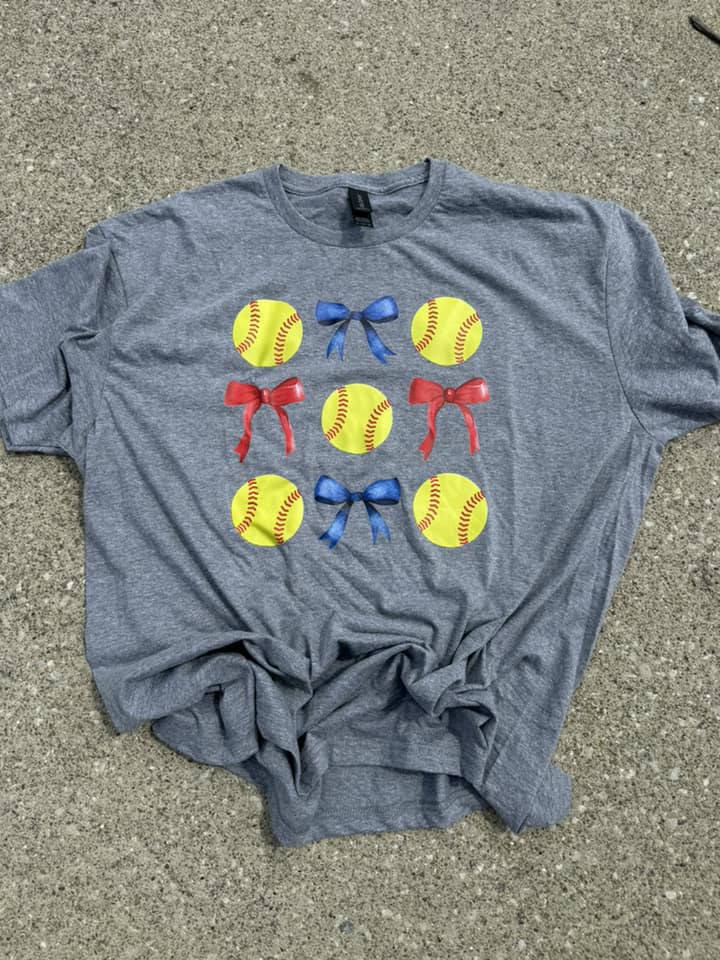 Red and Blue Bow Softball