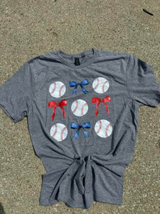 Red and Blue Bow Baseball