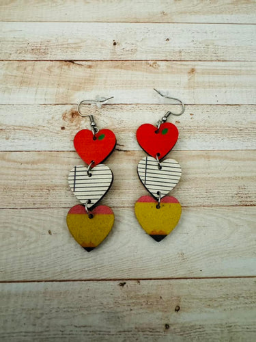School Heart Earrings