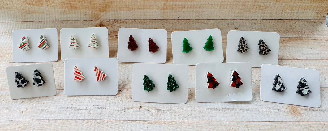 Christmas Tree Stud Earrings Acrylic