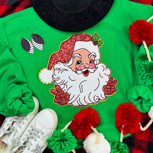 Sequin Chenille Peace Santa