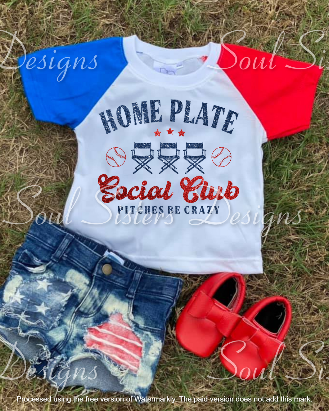 Homeplate Social Club Pitches Be Crazy Red and Blue Sleeves