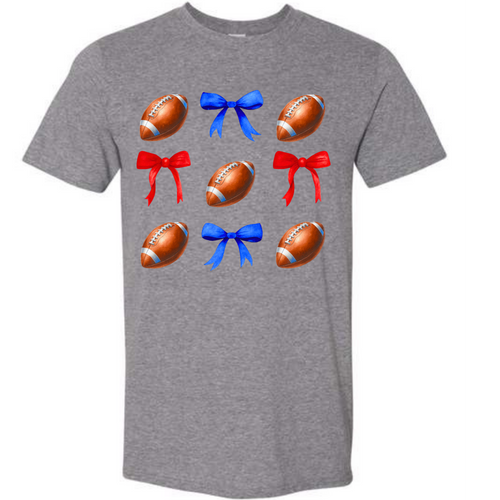 Football and red and blue bows