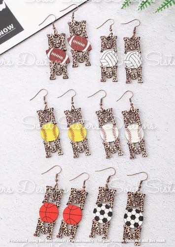 Sport Mom Earrings Leopard Dangle