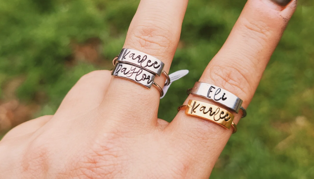 Plate Style Handstamped Ring