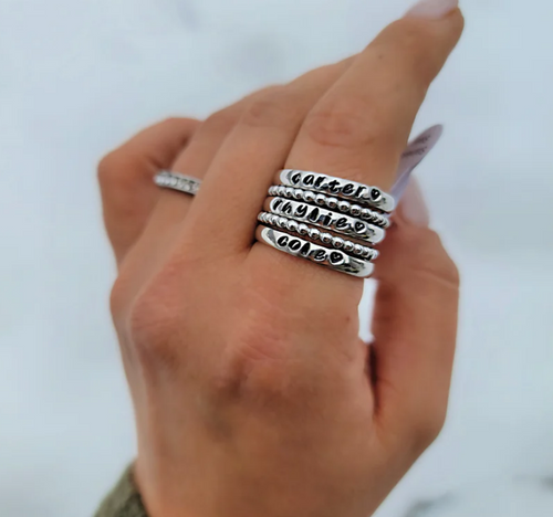 3mm Handstamped Stacking Rings ROUND