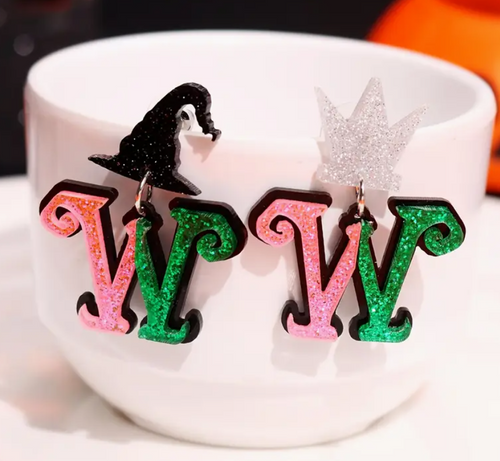 Green and Pink Witch earring