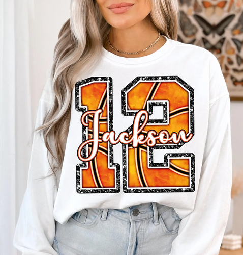 Basketball number and name tee