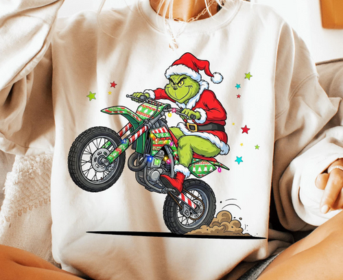 Green man on dirtbike