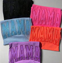 Load image into Gallery viewer, Mama Glitter Applique Embroidered Comfort Color Short Sleeve Shirt
