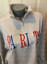 Load image into Gallery viewer, Tall Serif Font Mascot 1/4 Zip