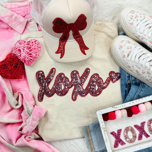 XOXO Red with heart Real Sequin