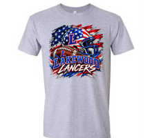 Load image into Gallery viewer, Lakewood Lancers American Flag with Player (customize with your number!)