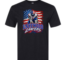 Load image into Gallery viewer, Lakewood Lancers American Flag with Player (customize with your number!)