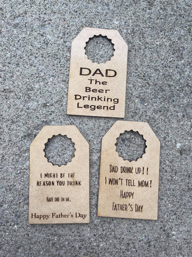 Beer neck tags-SET of 4-Fathers day Gift