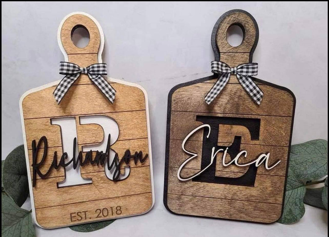 Decorative Cutting Board Monogram Initial Sign