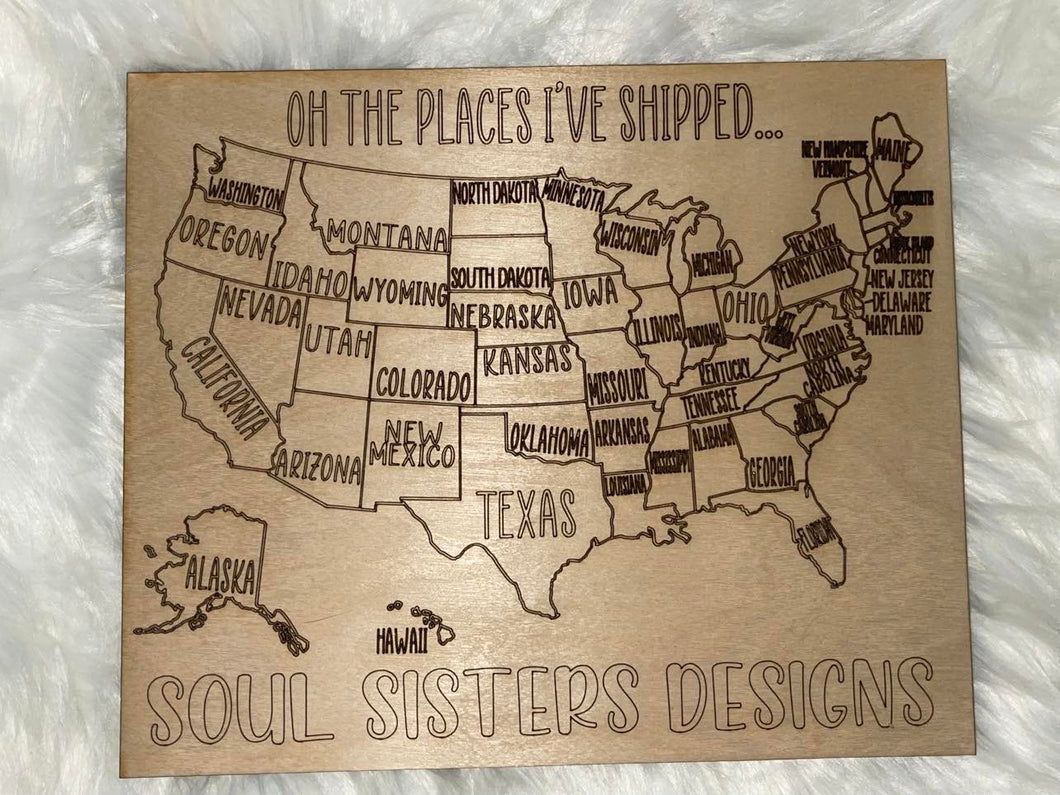 Oh The Places I've Shipped Map