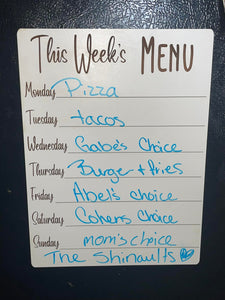 Dry Erase Magnetic Menu Board With Marker