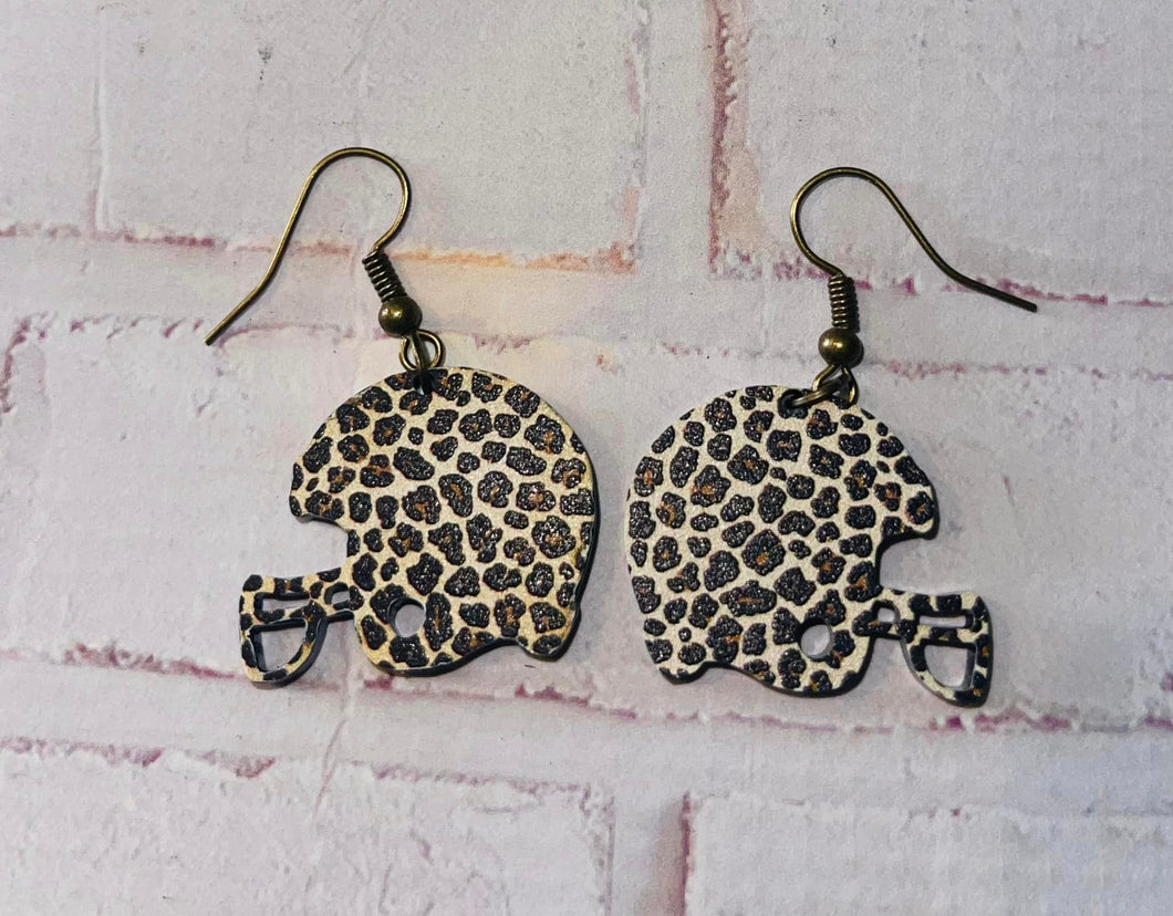 Leopard Football Helmet Earrings