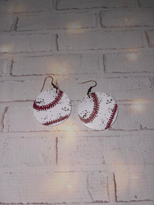 Distressed Baseball/Softball Drop Earrings