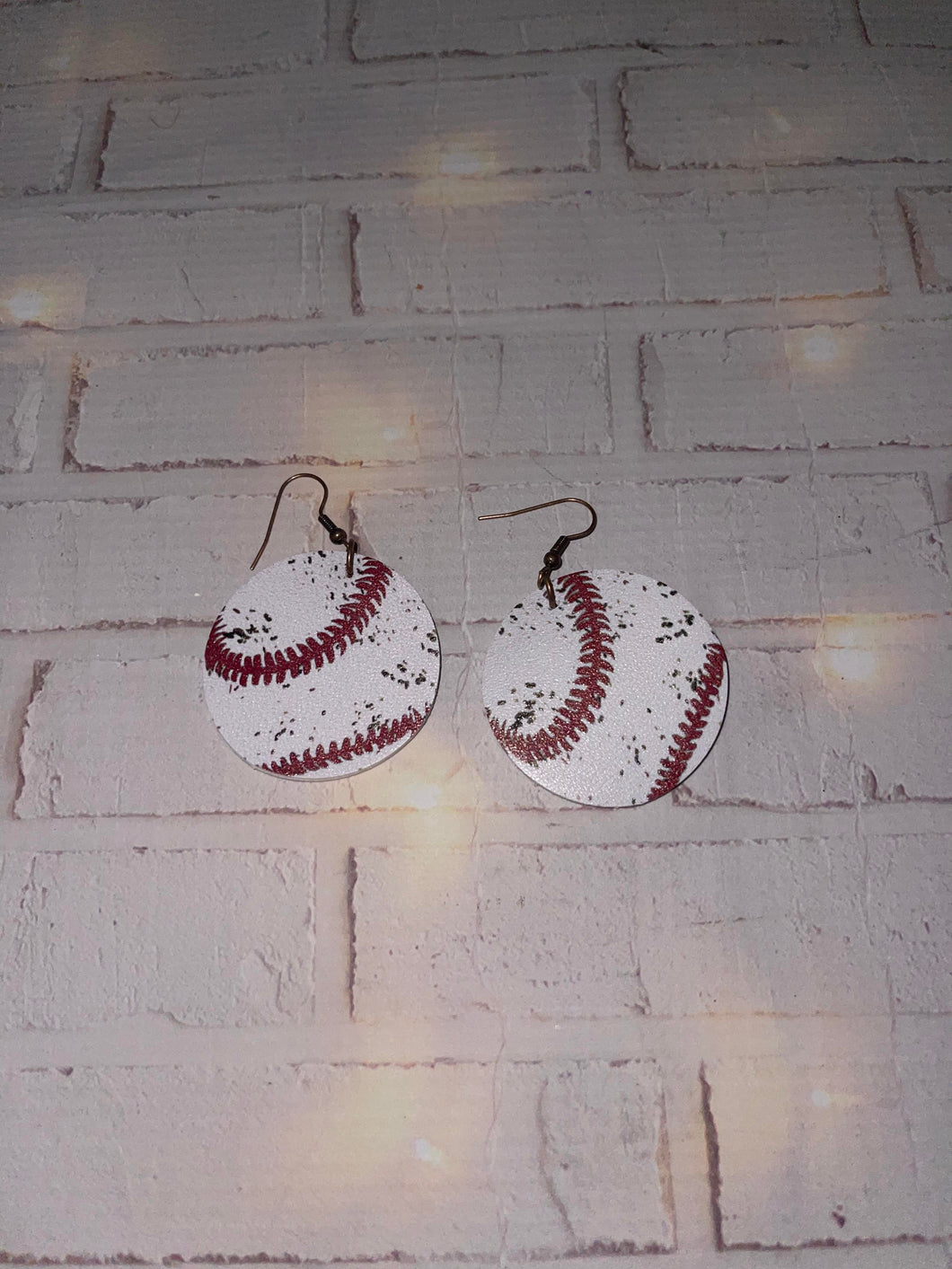 Distressed Baseball/Softball Drop Earrings