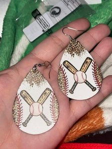 Leopard Baseball dangle earring