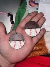 Load image into Gallery viewer, Wood Baseball Earring split