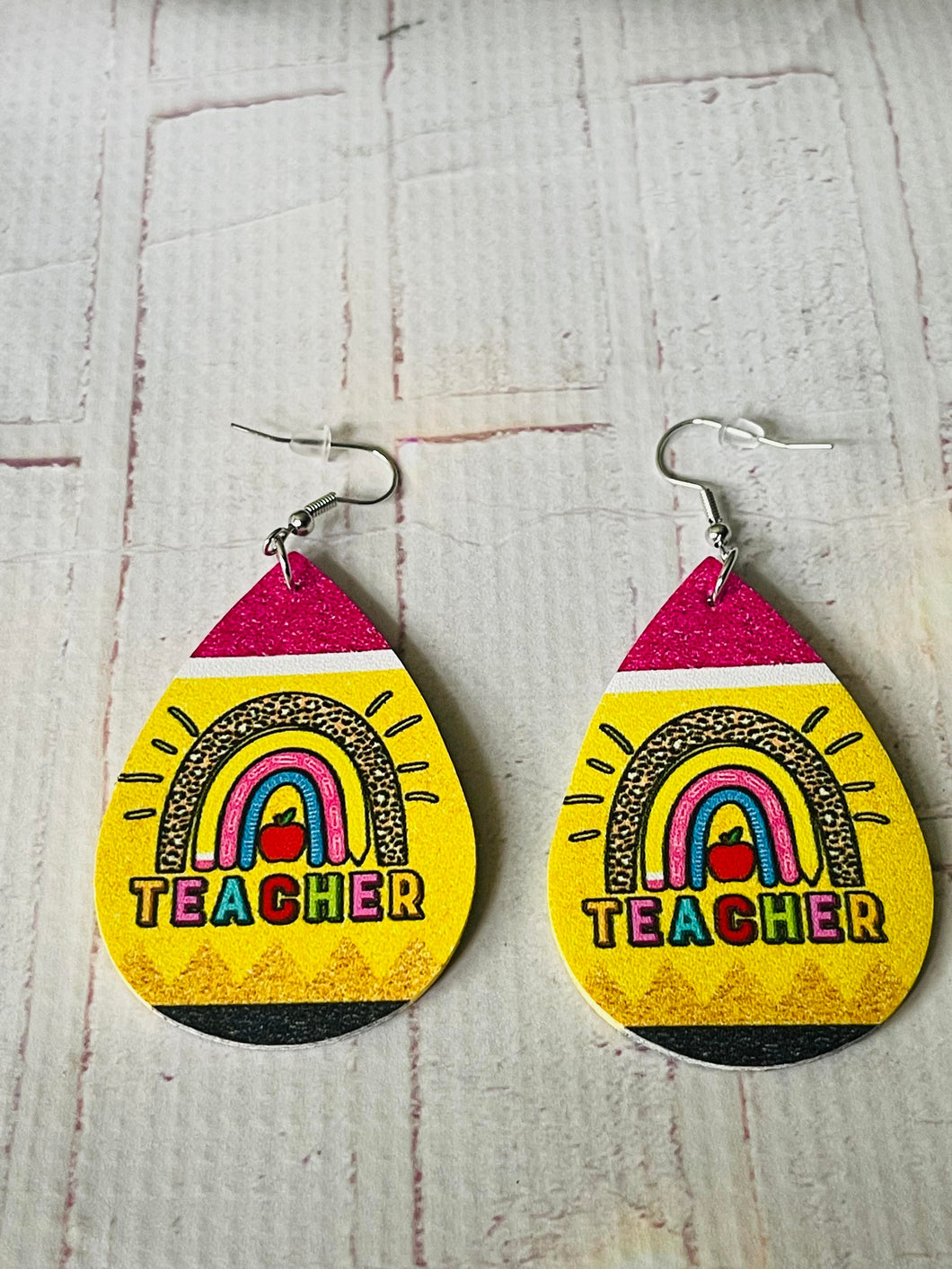 Teacher Pencil rainbow earring