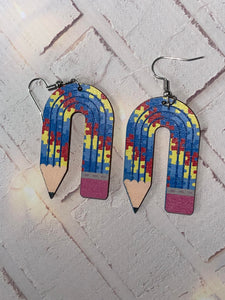 Pencils puzzle piece earring