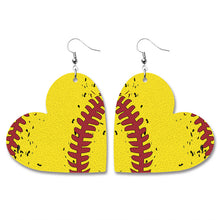 Load image into Gallery viewer, Softball Baseball Heart Earrings