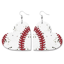 Load image into Gallery viewer, Softball Baseball Heart Earrings